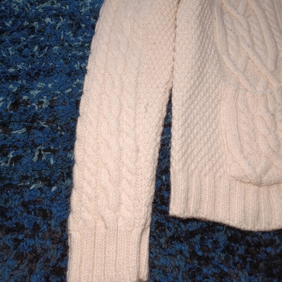 Inis Crafts 100% Wool Beige Full Zip Up Heavyweight Women's Sweater - Picture 4 of 8